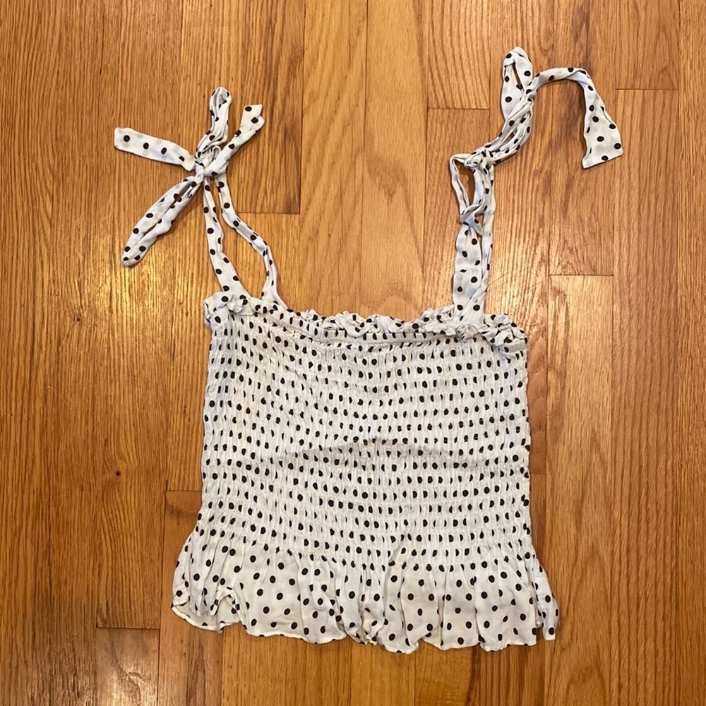 COTTON Candy LA polka dot tie shoulder top size small